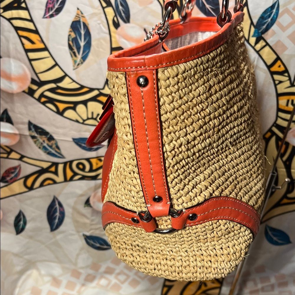 Coach Straw Pocket Tote (Style #22904) - Picture 6 of 13